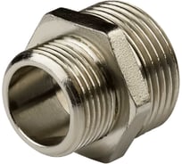 Ниппель переходной ДМЗ DN15x20 (1/2"НР х 3/4"НР) латунь никель (упаковка 5 шт) ДМЗ.006.15х20Н5