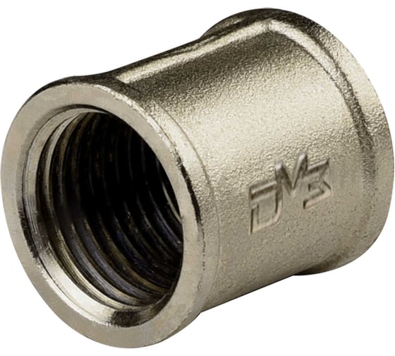 Муфта ДМЗ DN15 (1/2'') ВР латунь никель (упаковка 10 шт) ДМЗ.001.15Н10 1