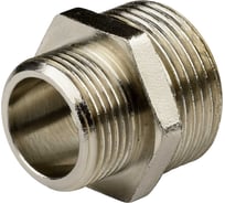 Ниппель переходной ДМЗ DN20x25 (3/4"НР х 1"НР) латунь никель (упаковка 10 шт) ДМЗ.006.20х25Н10