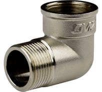 Угол переходной ДМЗ DN15x20 (1/2"ВР х 3/4"НР) латунь никель (упаковка 10 шт) ДМЗ.010.15х20Н10