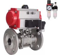 Кран шаровой 316-316-FP-F-ISO-H Ду100 Ру25, пневмопривод, пневмораспределитель, БПВ DN.ru D160-65740