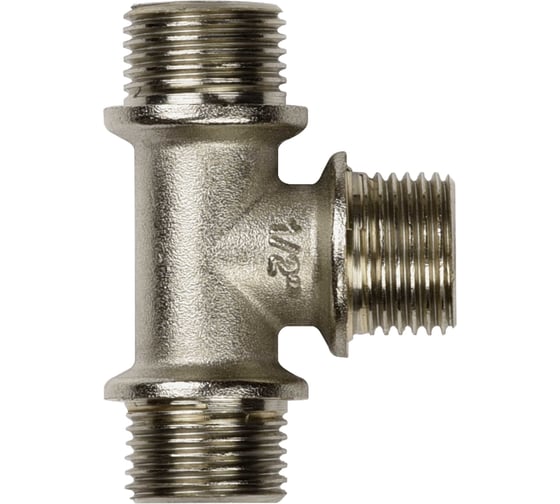 Тройник ДМЗ DN15 (1/2") НР/НР/НР латунь никель (упаковка 2 шт) ДМЗ.015.15Н 1