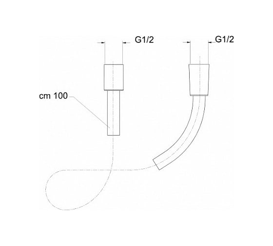 Скручивающийся шланг CRISTINA LONG LIFE 100 см, 1/2x1/2, черный матовый PD55013