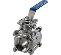 Кран шаровый муфтовый под привод NEWKEY нержавеющий (3PC), AISI304 DN50 (2"), (CF8), PN40 NK-BMTp50/4