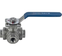 Кран шаровый трехходовой (T-тип) нержавеющий NEWKEY AISI316 DN 8 (1/4"), (CF8M), PN40 NK-BTt8/6