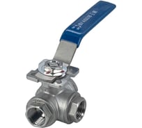 Кран шаровый трехходовой (L-тип) нержавеющий NEWKEY AISI316 DN15 (1/2"), (CF8M), PN64 NK-BTl15/6