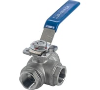 Кран шаровый трехходовой (T-тип) нержавеющий NEWKEY AISI316 DN20 (3/4"), (CF8M), PN64 NK-BTt20/6