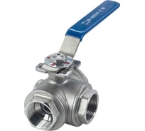 Кран шаровый трехходовой (T-тип) нержавеющий NEWKEY AISI316 DN32 (1_1/4"), (CF8M), PN40 NK-BTt32/6