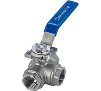 Кран шаровый трехходовой NEWKEY (L-тип) нержавеющий, AISI304 DN20 (3/4"), (CF8), PN64 NK-BTl20/4