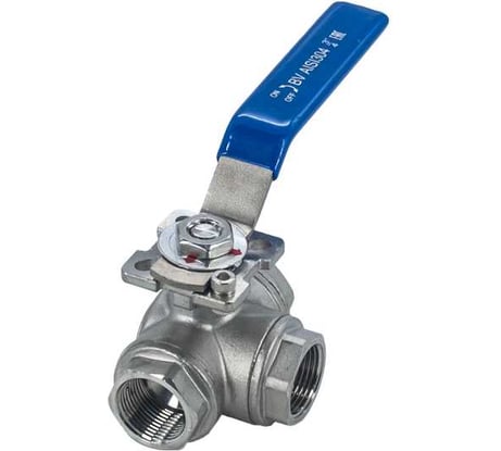Кран шаровый трехходовой NEWKEY (L-тип) нержавеющий, AISI304 DN20 (3/4"), (CF8), PN64 NK-BTl20/4