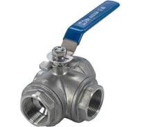 Кран шаровый трехходовой NEWKEY (L-тип) нержавеющий, AISI304 DN32 (1_1/4"), (CF8), PN40 NK-BTl32/4