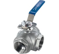 Кран шаровый трехходовой NEWKEY (L-тип) нержавеющий, AISI304 DN50 (2"), (CF8), PN40 NK-BTl50/4