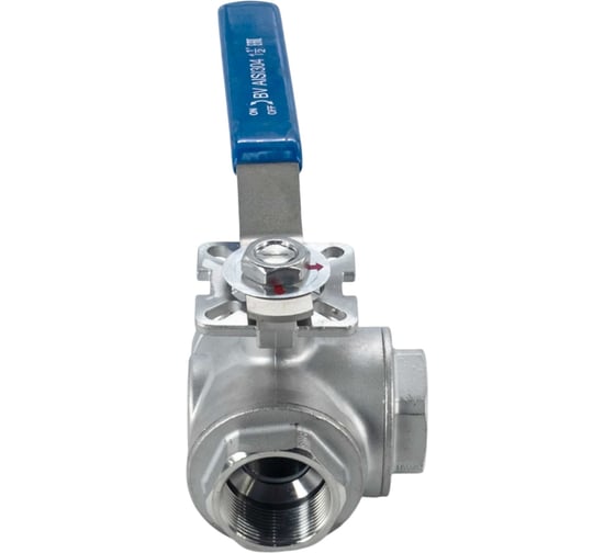 Кран шаровый трехходовой NEWKEY (L-тип) нержавеющий, AISI304 DN40 (1_1/2"), (CF8), PN40 NK-BTl40/4 1