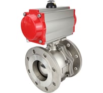 Шаровой кран DN.ru КШФП.316.200 Ду100 Ру16 с пневмоприводом, пневмораспределителем D160-01970