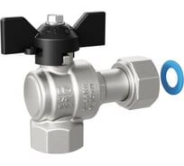 Кран шаровой латунный угловой LD Pride с накидной гайкой 47.20.В-НкГк.У.Б Ду 20 Ру 40 бабочка с биркой LD 47.393.20