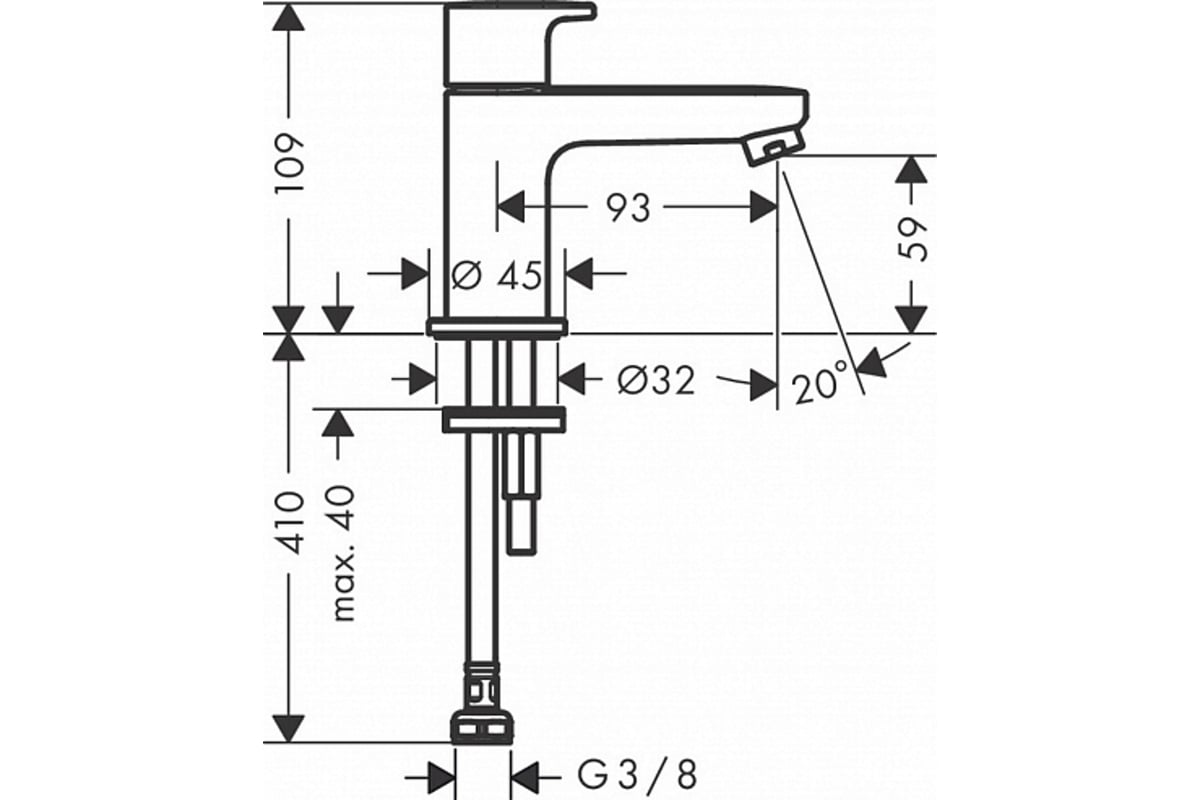 Кран для раковины для холодной воды Hansgrohe Vernis Blend 71583000 ...