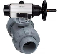 Кран шаровой НПВХ-НПВХ-E-FP-GRM-ISO Дн20 Ру10, пневмопривод, пневмораспределитель DN.ru D160-66453