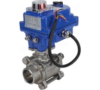 Кран DN.ru 316-316-PTFE-FP-W-ISO-H WDVF Ду25 Ру63, электропривод 003-blue-220В D160-69343