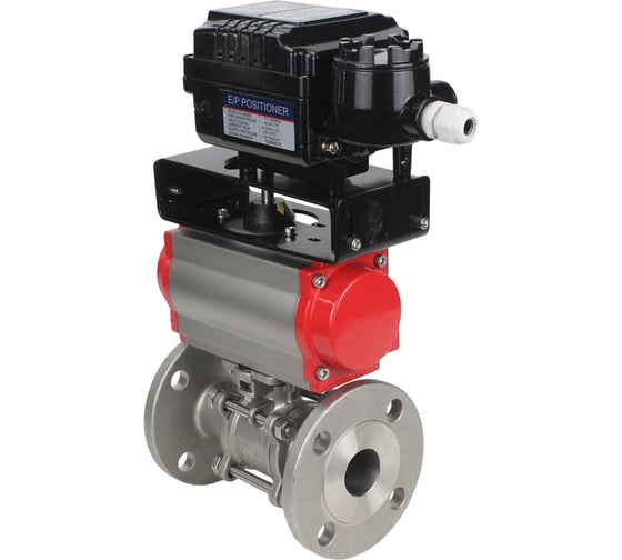 Кран DN.ru КШФПТ-ISO.316.180 Ду100 Ру16 3-составной WDVF, пневмопривод, пневмопозиционер D160-68806 1