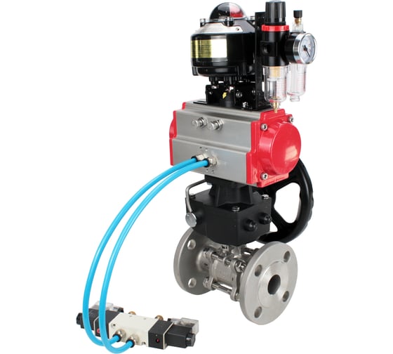 Кран DN.ru КШФПТ-ISO.316.180 Ду100 Ру16 WDVF пневмопривод, пневмораспр., БКВ, дублёр, БПВ D160-68577 1