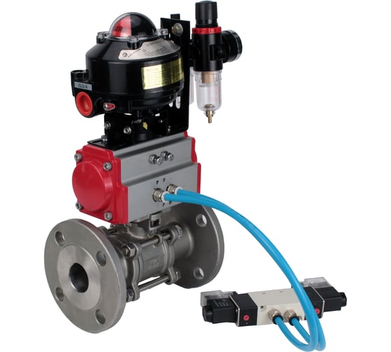 Кран DN.ru КШФПТ-ISO.316.180 Ду100 Ру16 WDVF, пневмопривод, пневмораспр., БКВ, БПВ D160-68574 1