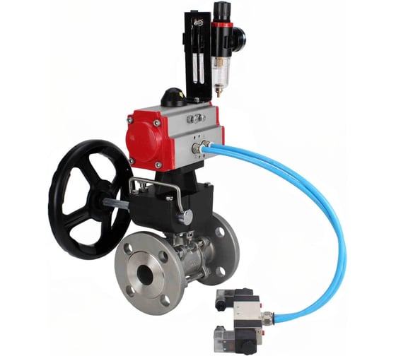 Кран DN.ru КШФПТ-ISO.316.180 Ду100 Ру16 WDVF, пневмопривод, пневмораспр., дублёр, БПВ D160-68786 1