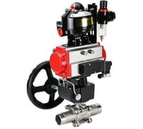 Кран шаровой DN.ru 304-304-PTFE-W-ISO-H Ду100 Ру16 пневмопривод DA-105, пневмораспределитель 220VAC, редуктор HDM-3, БКВ LSB-510, БПВ D160-53810