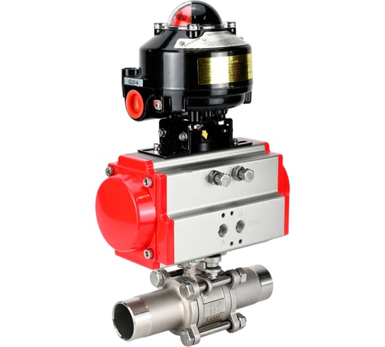Кран шаровой DN.ru 304-304-PTFE-W-ISO-H Ду32 Ру40 пневмопривод DA-052, БКВ LSB-510 D160-54279 1