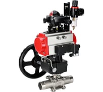 Кран шаровой DN.ru 304-304-PTFE-W-ISO-H Ду65 Ру25 пневмопривод DA-083, пневмораспределитель 220VAC, редуктор HDM-2, БКВ LSB-210, БПВ D160-53790