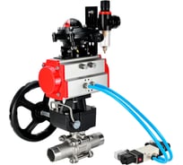 Кран шаровой 316-316-PTFE-W-ISO-H Ду125 Ру16 пневмопривод DA-130, пневмораспределитель (2EM) 220VAC, редуктор HDM-3, БКВ LSB-210, БПВ DN.ru D160-55392