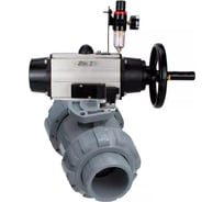 Кран шаровой DN.ru НПВХ-НПВХ-E-FP-GRM-ISO Дн65 Ру10, пневмопривод, пневмораспред., БПВ D160-67322