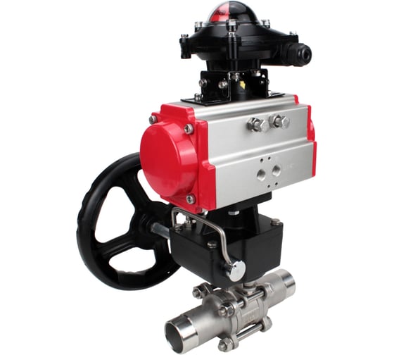Кран шаровой DN.ru 316-316-PTFE-W-ISO-H Ду65 Ру25 пневмопривод DA-083, редуктор HDM-2, БКВ LSB-210 D160-55611 1