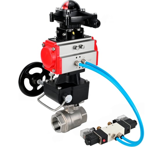 Кран шаровой DN.ru КШМП.316.230-ISO Ду10 Ру63, пневмопривод DA-065, пневмораспределитель (2EM) 220VAC, БКВ LSB-210, дублёр HDM-1 D160-70309 1