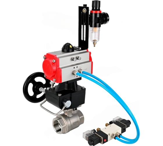 Кран шаровой DN.ru КШМП.316.230-ISO Ду15 Ру63, пневмопривод DA-065, пневмораспределитель (2EM) 220VAC, дублёр HDM-1, БПВ D160-70297 1