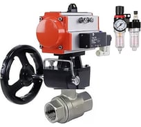 Кран шаровой DN.ru КШМП.316.230-ISO Ду32 Ру63, пневмопривод DA-052, пневмораспределитель 220VAC, дублёр HDM-1, БПВ D160-70169