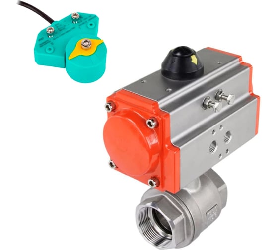 Кран шаровой DN.ru КШМП.316.230-ISO Ду50 Ру63, пневмопривод DA-065, магнитный переключатель МППП-200 D160-70625 1