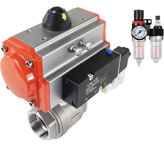 Кран шаровой DN.ru КШМП.316.230-ISO Ду50 Ру63, пневмопривод SA-083, пневмораспределитель 220VAC, БПВ D160-70410 1