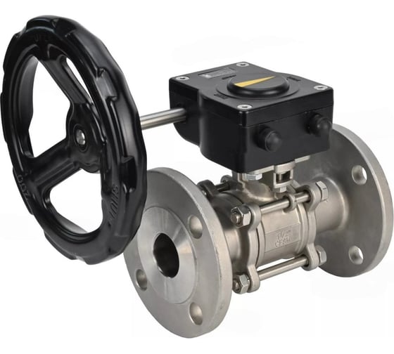 Кран шаровой DN.ru КШФПТ-ISO.304.180 Ду100 Ру16 3-составной WDVF, редуктор D160-68513 1