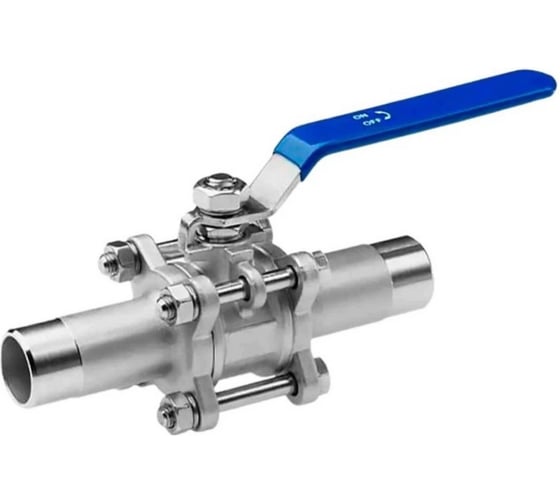 Кран шаровой DN.ru 316-316-PTFE-W-H Ду10 Ру63 полнопроходной, 3-составной, под приварку, с рукояткой D160-53648 1