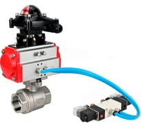 Кран шаровой DN.ru КШМП.316.230-ISO Ду80 Ру40, пневмопривод SA-105, пневмораспределитель (2EM) 220VAC, БКВ LSB-210 D160-70552