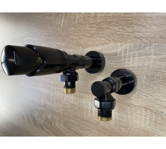 Комплект термостатический VIVALDO угловой 1/2 с удлинителями и чашками черный ATRVSRE-BL 1