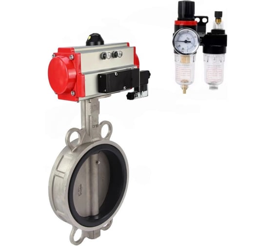 Затвор дисковый 316L-316L-NBR Ду100 Ру16, пневмопривод DA-105, пневмораспределитель (2EM) 220VAC, БПВ DN.ru D050-85565 1