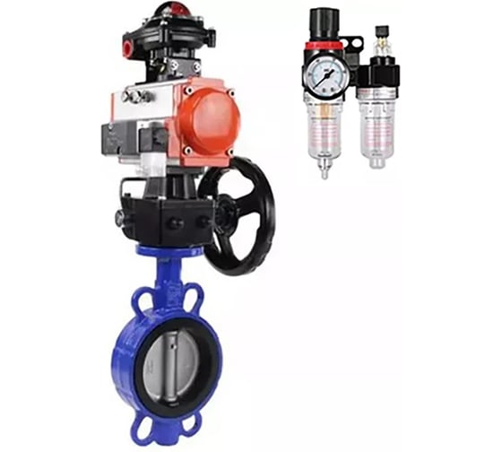 Затвор дисковый WCB-316L-NBR Ду100 Ру16, пневмопривод DA-105, пневмораспределитель 24VDC, БКВ LSB-510, ручным дублером HDM-2, БПВ DN.ru D050-85603 1