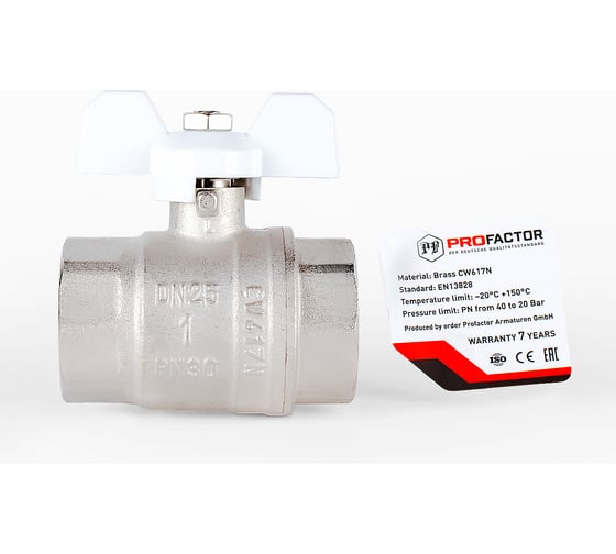 Шаровой кран PROFACTOR PF STANDARD в/в бабочка 1 дюйм PF FBV 302
