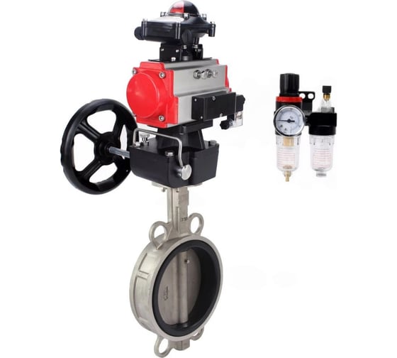 Затвор дисковый 316L-316L-NBR Ду100 Ру16, пневмопривод DA-105, пневмораспределитель (2EM) 220VAC, БКВ LSB-210, ручным дублером HDM-2, БПВ DN.ru D050-85553 1