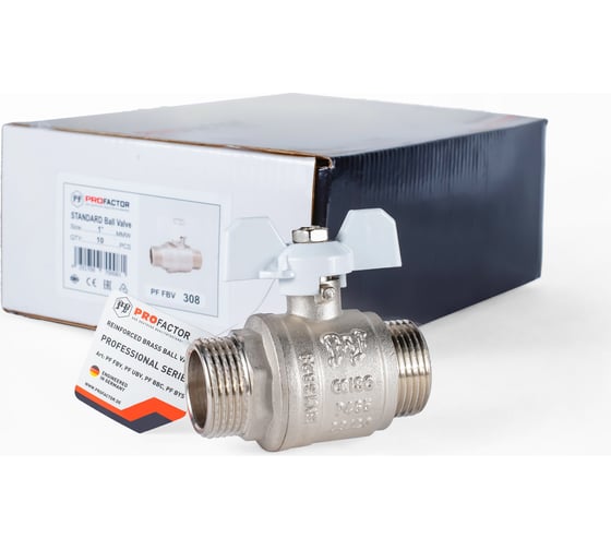 Шаровой кран PROFACTOR PF STANDARD ручка бабочка, н/н 1 дюйм PF FBV 308