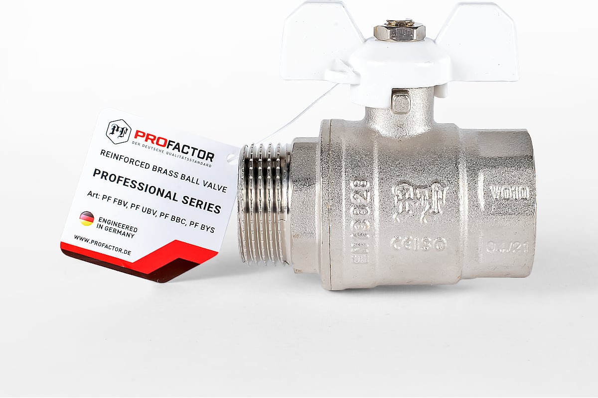 Шаровой кран PROFACTOR PF STANDARD ручка бабочка, в/н 1 дюйм PF FBV 305 ...