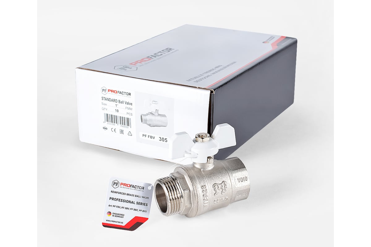 Шаровой кран PROFACTOR PF STANDARD ручка бабочка, в/н 1 дюйм PF FBV 305 ...