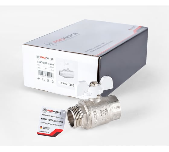 Шаровой кран PROFACTOR PF STANDARD ручка бабочка, в/н 1 дюйм PF FBV 305