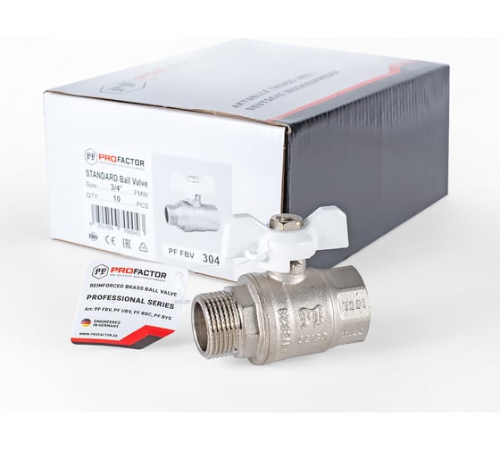 Шаровой кран PROFACTOR PF STANDARD ручка бабочка, в/н 3/4 дюйма PF FBV 304